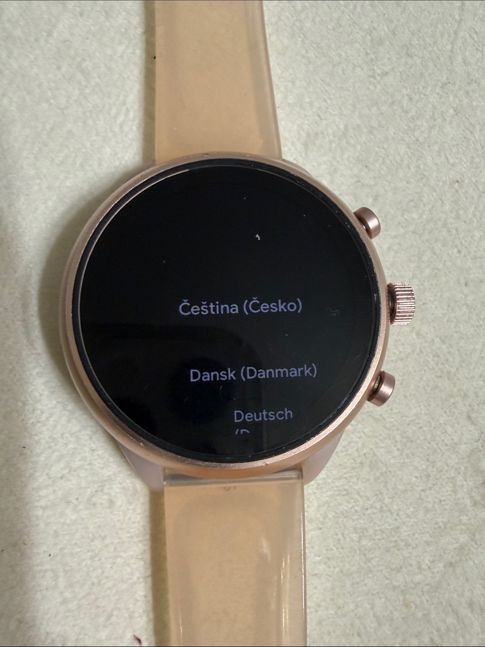 Fossil Rose Gold Smartwatch with Pink Silicone Band